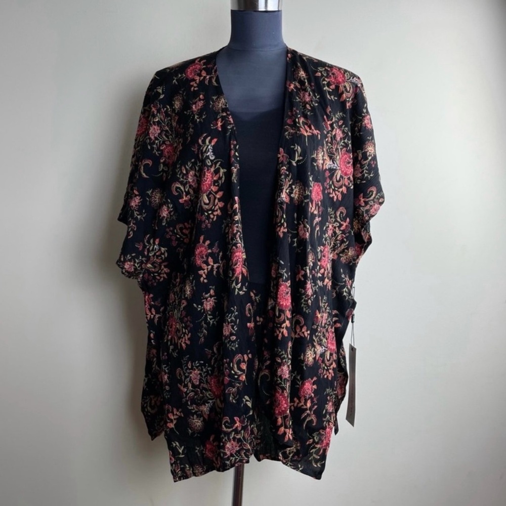 Floral Print Two Piece kimono Cardigan Short Set